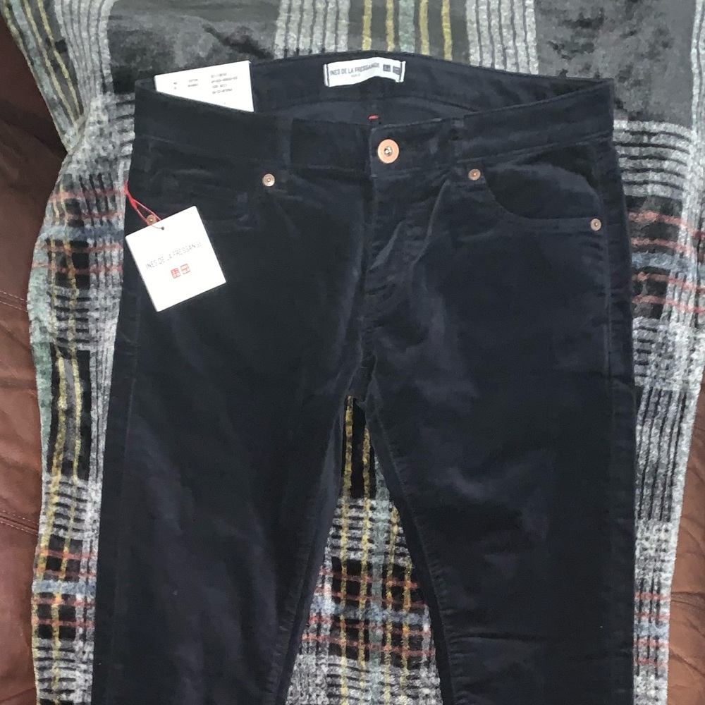 UNIQLO INES DE LA FRESSANGE PARIS WOMEN VELVET SLIM FIT PANTS Navy Waist 25 inch